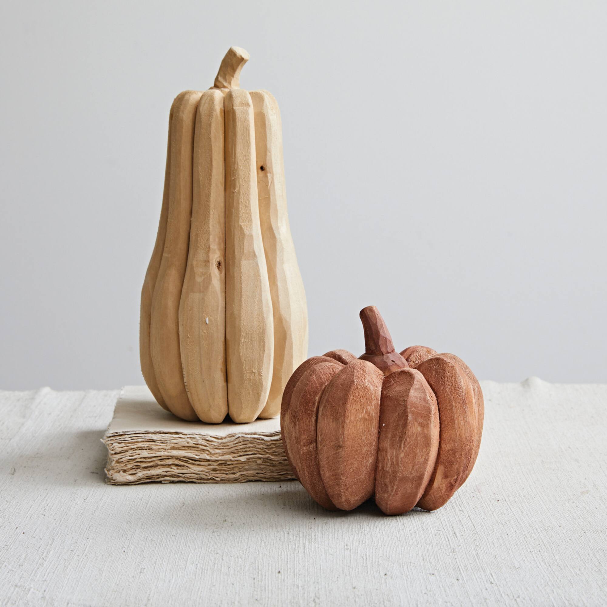 Hello Honey® 5.5" Orange Hand-Carved Poplar Wood Pumpkin Figurine